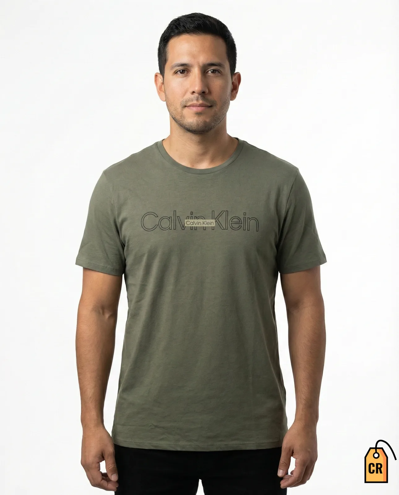 CALVIN KLEIN - T-Shirt Logo Verde Oliva — imagen 1
