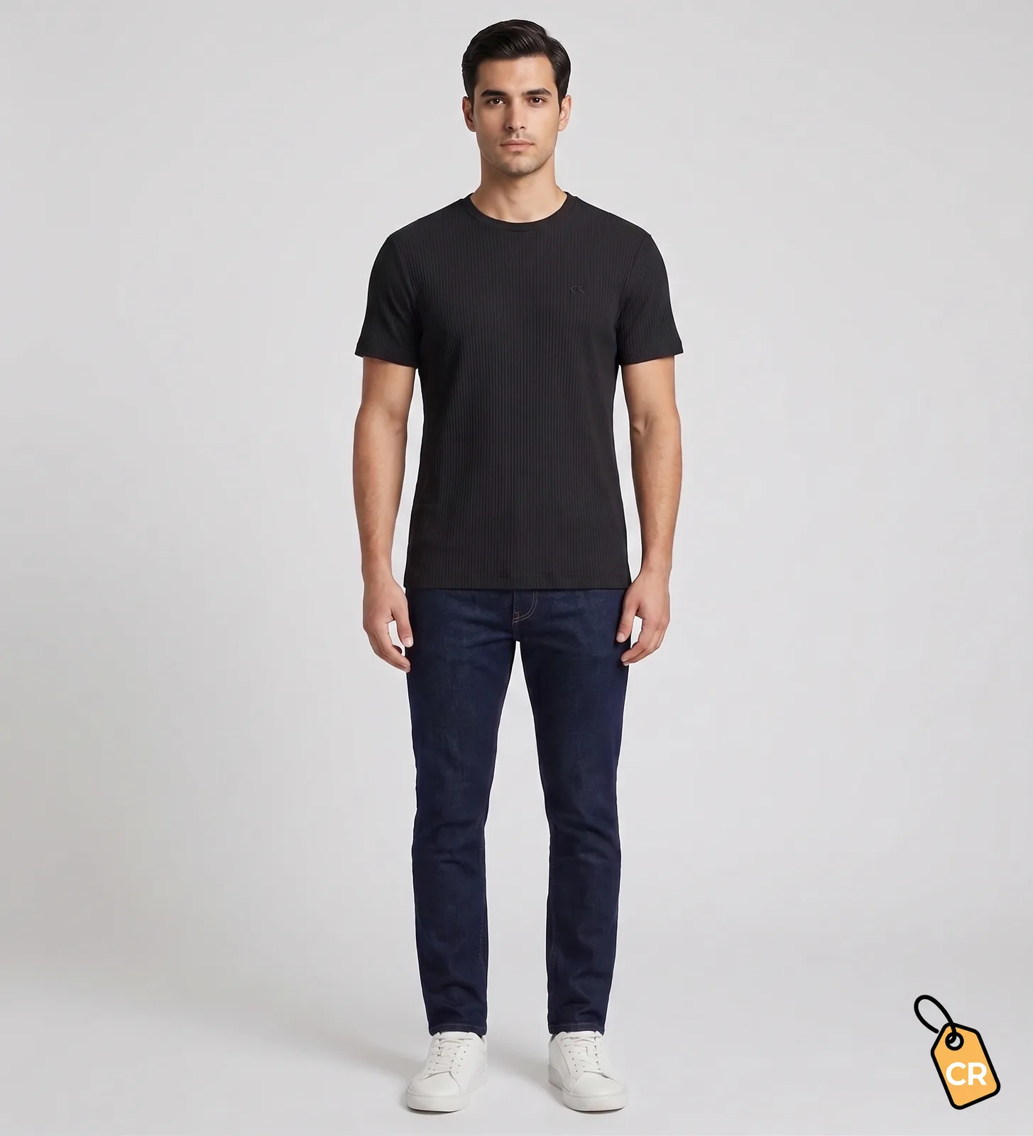 CALVIN KLEIN - Short Sleeve Stretch Ribbed Tee — imagen 1
