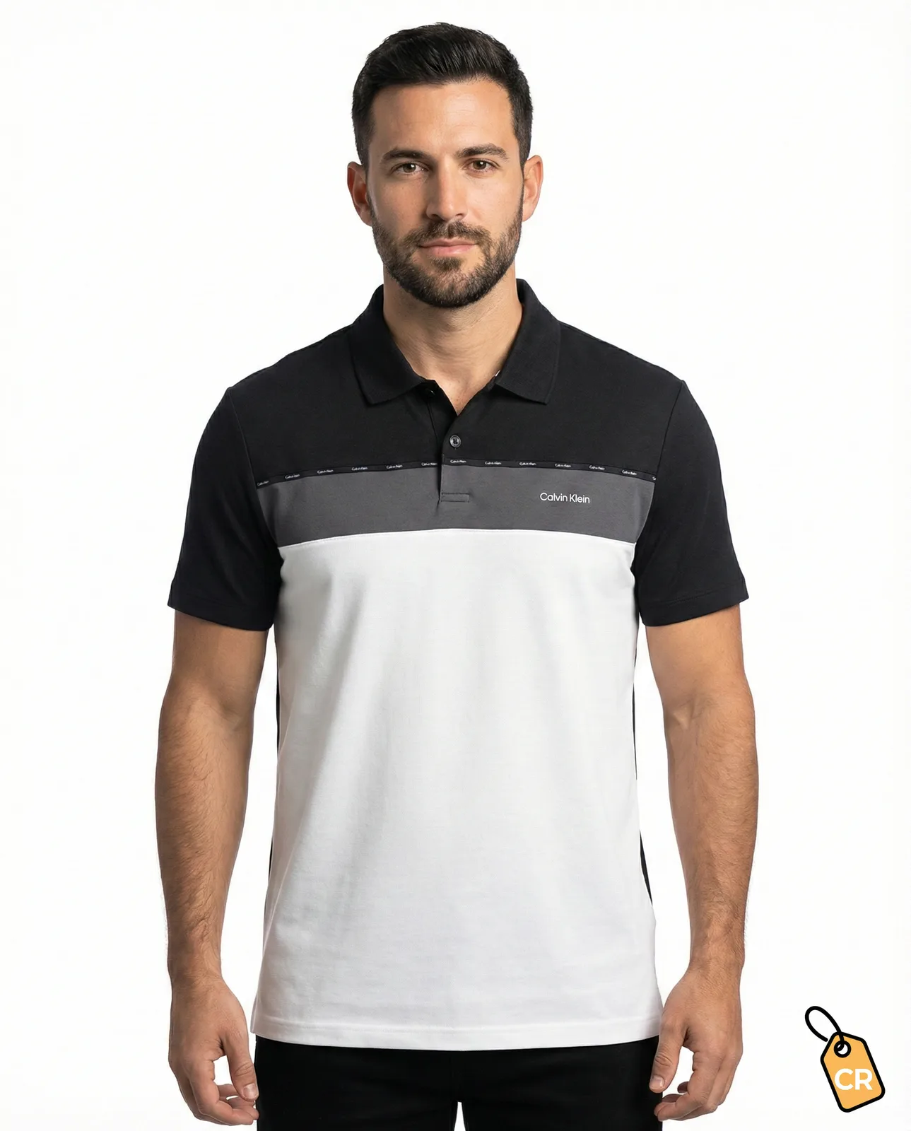 CALVIN KLEIN - Polo Color-Block Black & White — imagen 1